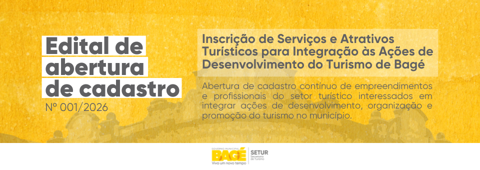 Edital de Abertura de Cadastro - Inscrição de Serviços e Atrativos Turísticos