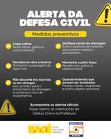 Aviso preventivo da Defesa Civil de Bagé