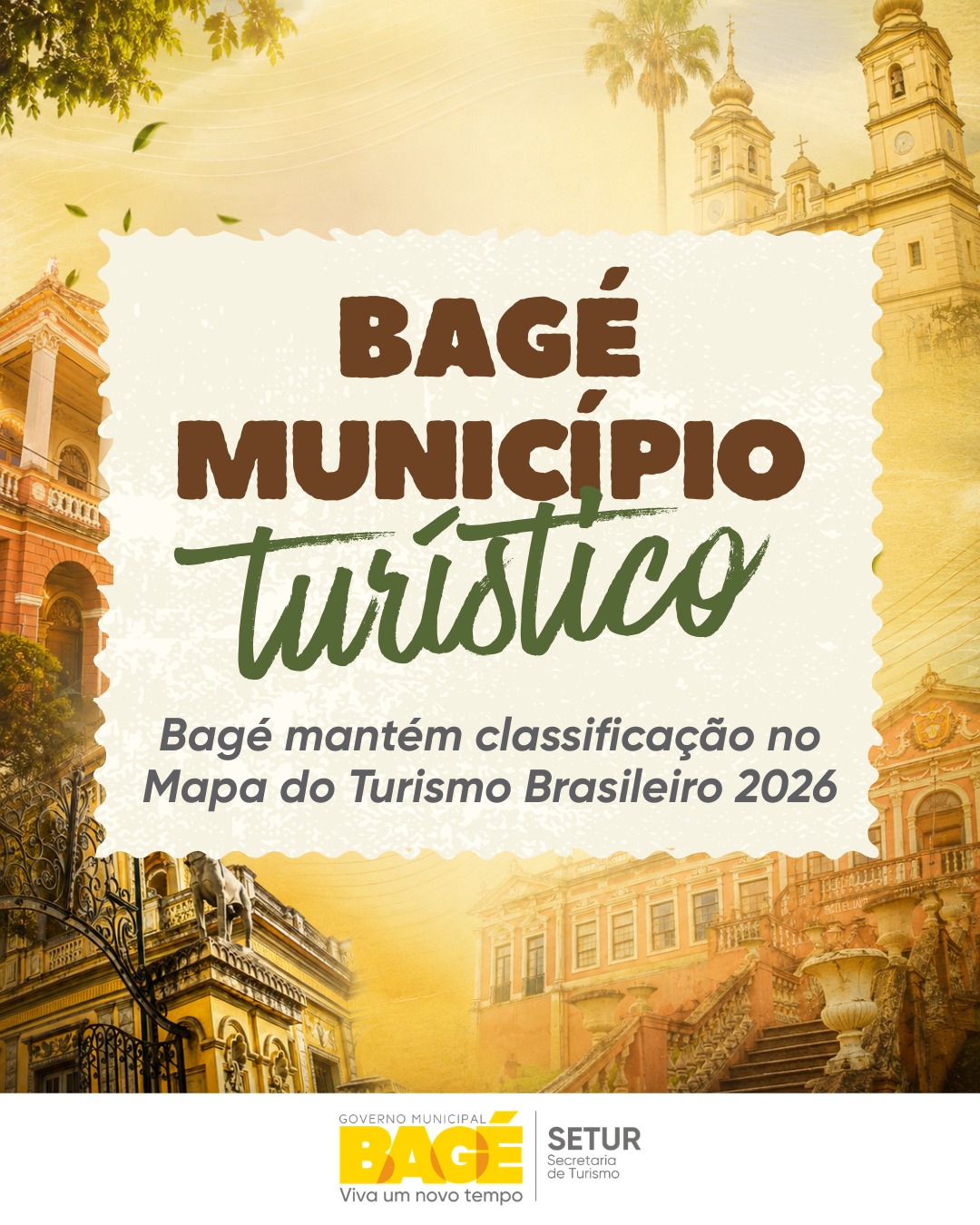 Bagé mantém classificação como Município Turístico no Mapa do Turismo Brasileiro em 2026