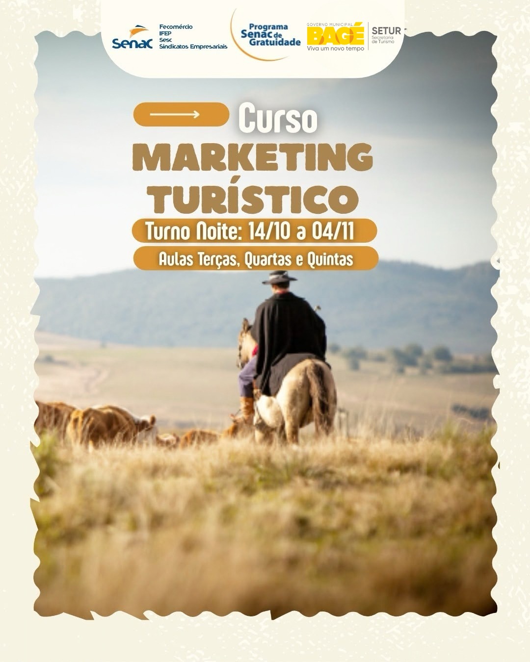Parceria entre Setur e Senac oferece curso gratuito de Marketing Turístico