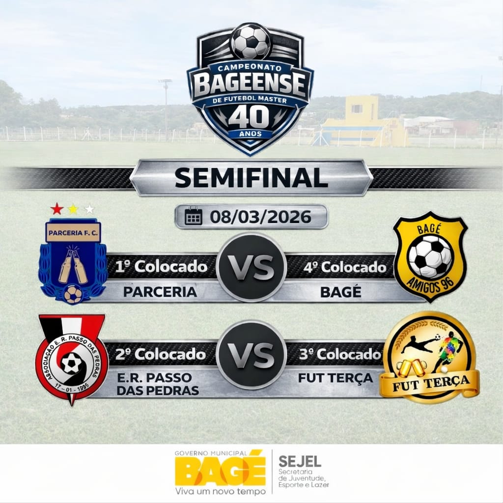 Jogos da semifinal do campeonato de futebol master 40 anos e final feminina livre acontecem neste domingo