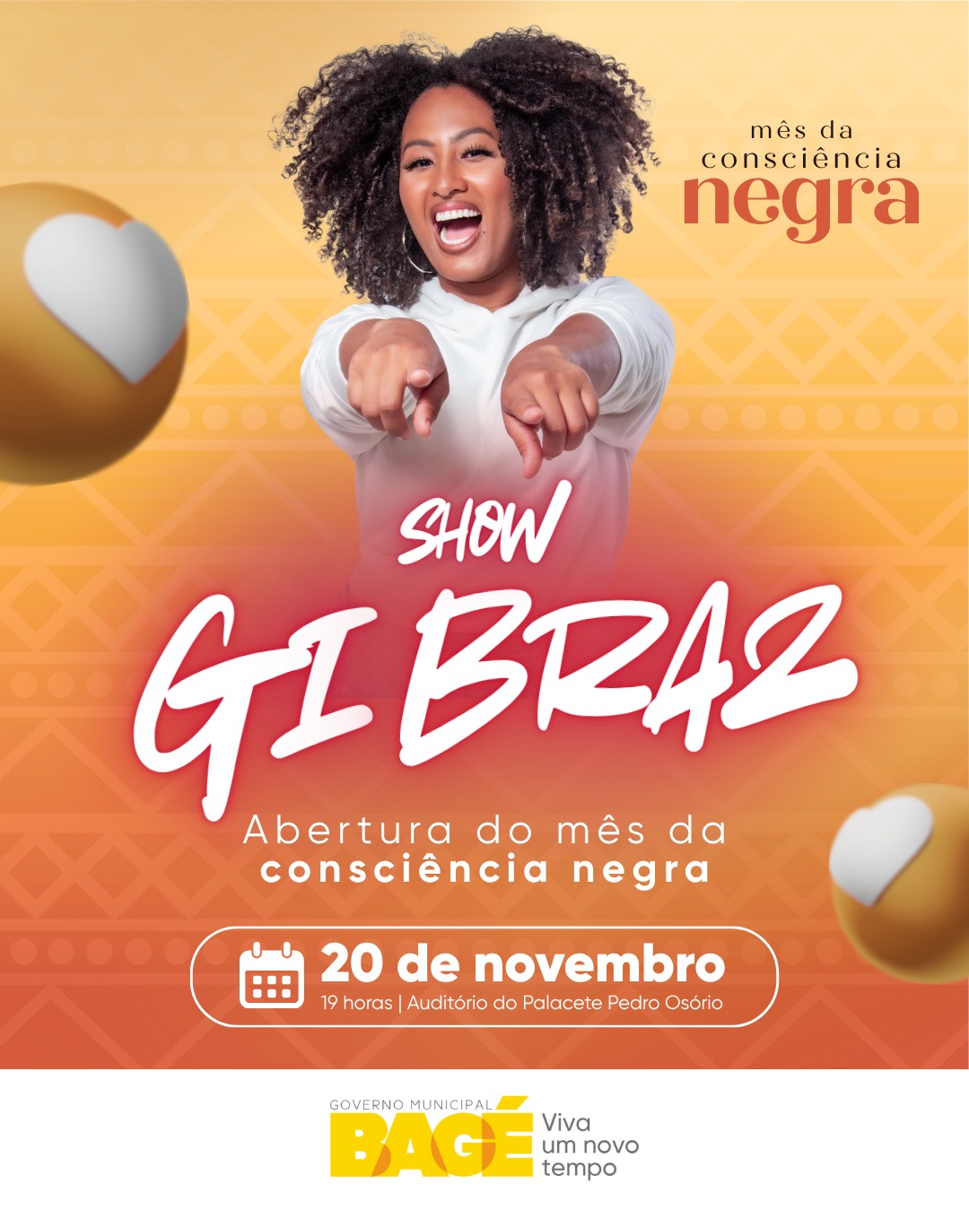 Mês da Consciência Negra terá show de Gi Braz no Palacete Pedro Osório