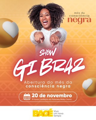 Mês da Consciência Negra terá show de Gi Braz no Palacete Pedro Osório