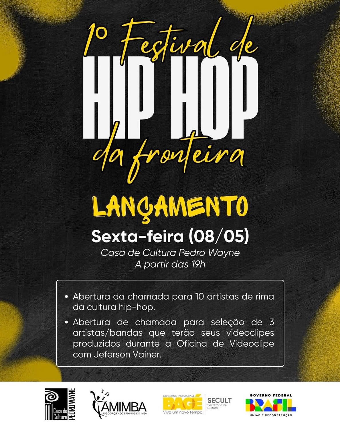 Município abre inscrições para MCs e seleção de videoclipes na primeira edição do Festival de Hip-Hop da Fronteira
