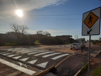 Novas faixas elevadas auxiliam na segurança no trânsito em Bagé