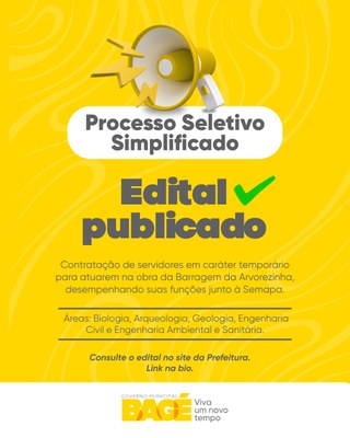 Prefeitura abre processo seletivo para contratação temporária na Semapa