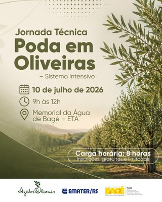 Prefeitura promove Jornada Técnica de Poda em Oliveiras com inscrições gratuitas