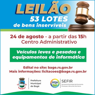 Prefeitura realiza leilão de bens inservíveis
