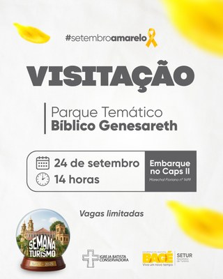 Secretaria de Turismo convida para visitação ao Parque Temático Bíblico Genesareth